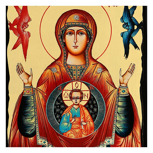 Russian icon of Our Lady of the Sign, Black and Gold, 12x8 in 2