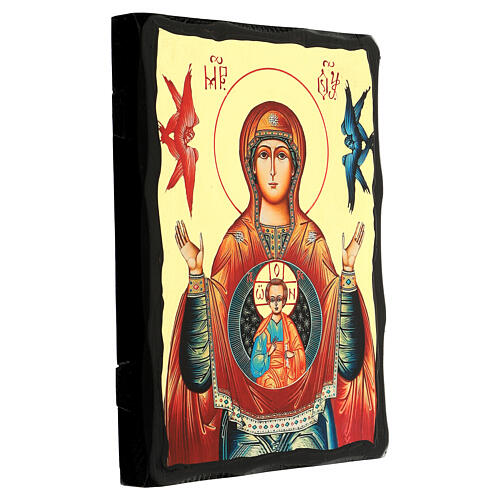 Russian icon of Our Lady of the Sign, Black and Gold, 12x8 in 3