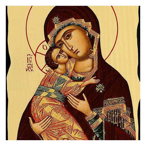 Russian icon of the Virgin of Vladimir, Black and Gold, 12x8 in 2
