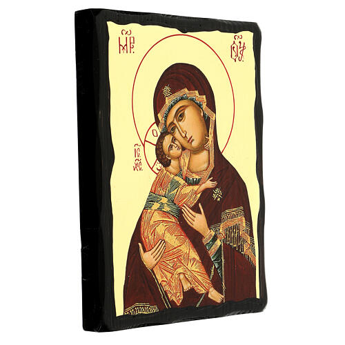Russian icon of the Virgin of Vladimir, Black and Gold, 12x8 in 3