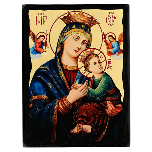 Russian-style icon of Our Lady of Perpetual Help, Black and Gold, 12x8 in 1
