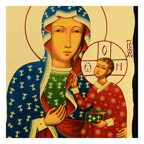 Icon of Our Lady of Czestochowa, Russian style, Black and Gold, 12x8 in 2