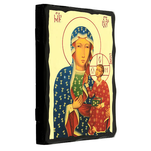 Icon of Our Lady of Czestochowa, Russian style, Black and Gold, 12x8 in 3