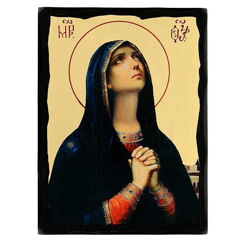 Icono Virgen del luto estilo ruso Black and Gold 30x20 cm 1