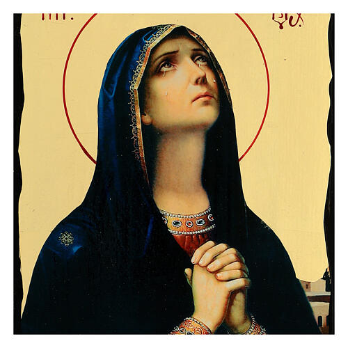 Icono Virgen del luto estilo ruso Black and Gold 30x20 cm 2