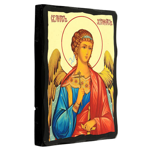 Icon of the Guardian Angel, Russian style, Black and Gold, 12x8 in 3