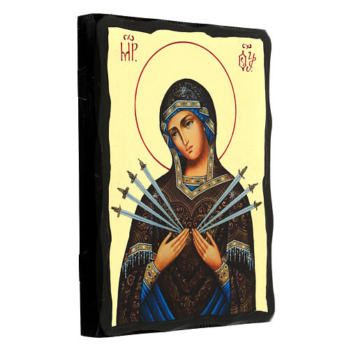 Icon of Our Lady of Sorrows, Russian style, Black and Gold, 12x8 in 3