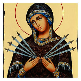 Icona stile russo Madonna dei sette dolori Black and Gold 30x20 cm