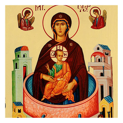 Russian icon, Mother of God of the Life-giving Spring, Black and Gold, 12x8 in 2