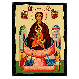 Icon of the Life-Giving Spring Russian Black and Gold style 30x20 cm