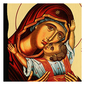 Icono Black and Gold Virgen Kardiotissa estilo ruso 30x20 cm