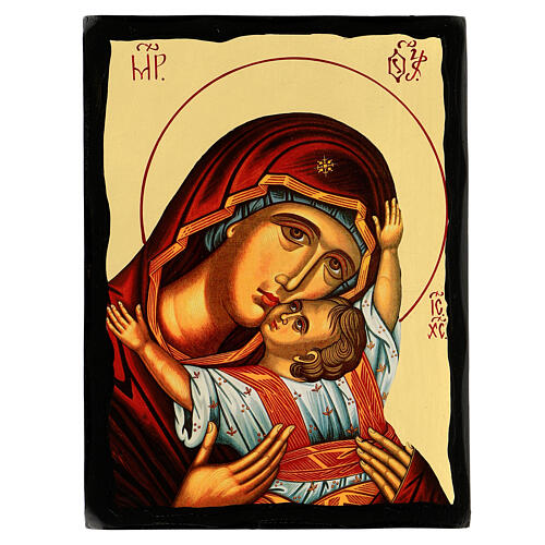 Icono Black and Gold Virgen Kardiotissa estilo ruso 30x20 cm 1