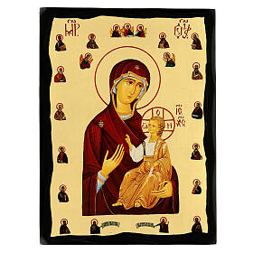 Icono ruso Virgen de Iverskaya Black and Gold estilo ruso 30x20 cm