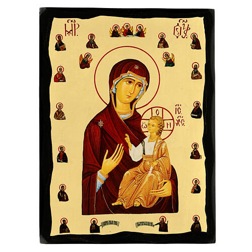 Icono ruso Virgen de Iverskaya Black and Gold estilo ruso 30x20 cm 1