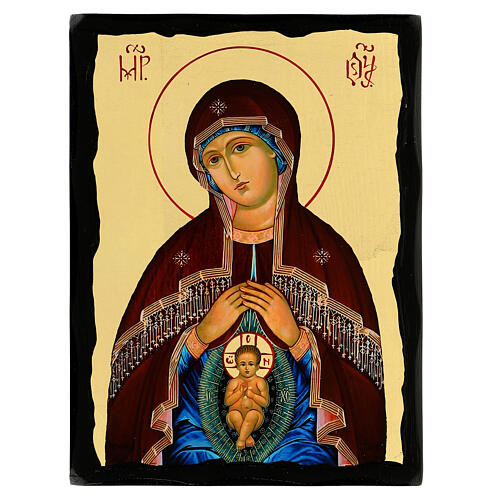 Ikone, Muttergottes "Helfer bei der Geburt", russischer Stil, Serie "Black and Gold", 30x20 cm 1