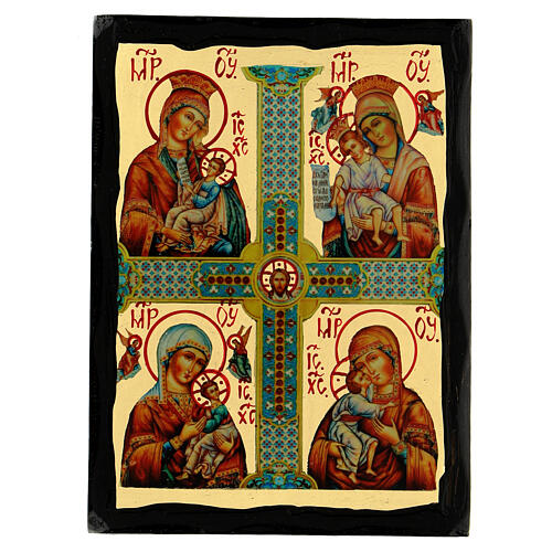 Russian Four Icons of Mother of God Black and Gold 14x18 cm 1