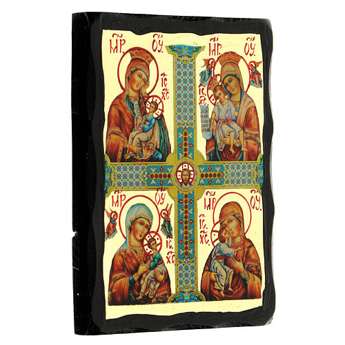 Russian Four Icons of Mother of God Black and Gold 14x18 cm 3