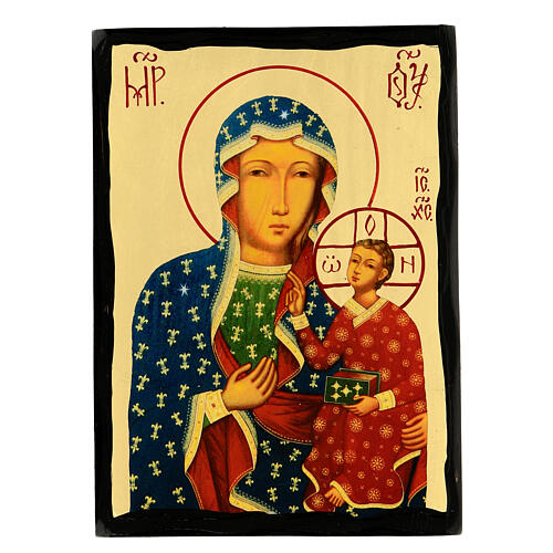 Mother of God of Czestochowa, Russian style icon, Black and Gold, 7x10 in 1