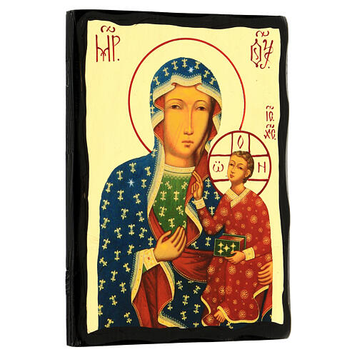 Mother of God of Czestochowa, Russian style icon, Black and Gold, 7x10 in 3