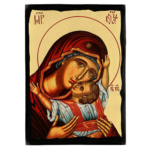 Mother of God Kardiotissa, Russian-style icon, Black and Gold, 7x9 in 1