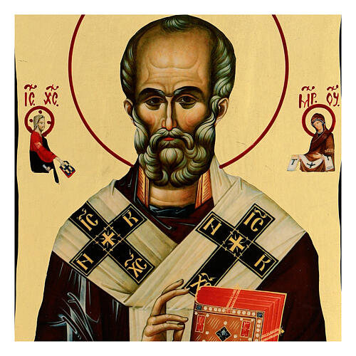 Saint Nicholas icon Black and Gold Russian style 18x24 cm 2