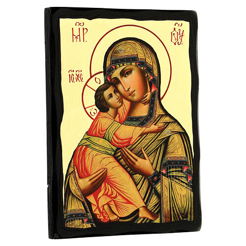 Russian icon, Black and Gold, Virgin of Vladimir, 7x10 in 3
