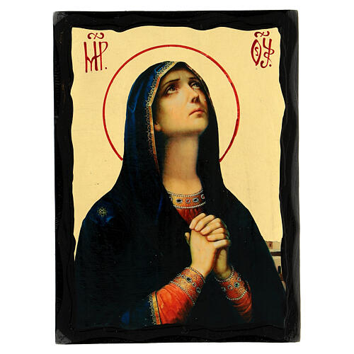 Icono ruso envejecido Virgen del luto Black and Gold 14x18 cm 1