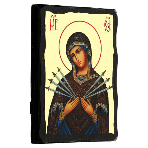 Ancient Russian Icon Seven Sorrows Black and Gold 14x18 cm 3