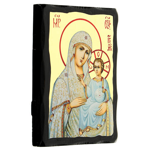 Black and Gold Russian icon of the Mother of God of Jerusalem, 5x7 in 3