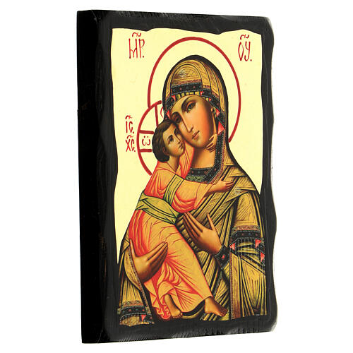 Antique Russian Icon Our Lady of Vladimir Black and Gold 14x18cm 3