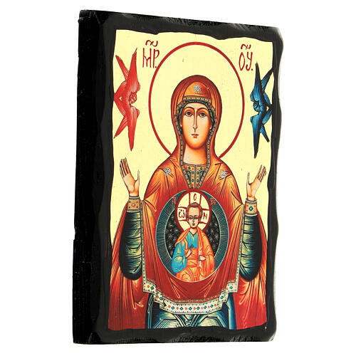 Black and Gold Russian icon of Our Lady of the Sign, 5x7 in 3
