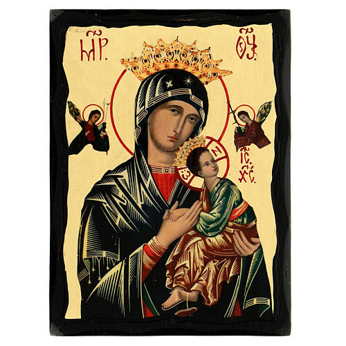 Icono ruso Perpetuo Socorro Black and Gold 14x18 cm 1