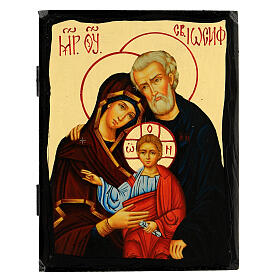 Icon of the Holy Family Black and Gold Russian style 14x18 cm