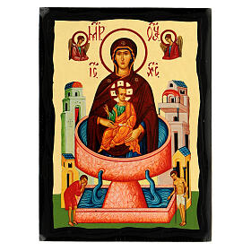 Russian-style icon "Black and Gold" of the Mother of God of the Life-giving Spring, 5x7 in