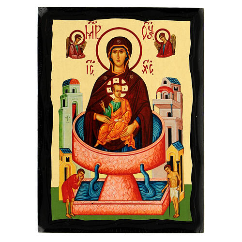 Russian-style icon "Black and Gold" of the Mother of God of the Life-giving Spring, 5x7 in 1