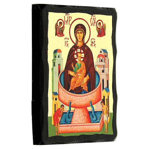 Ikona rosyjska Matka Boża Źródła Życia, Black and Gold, 14x18 cm 3