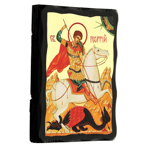 Russian-style icon "Black and Gold" of St. George, 5x7 in 3