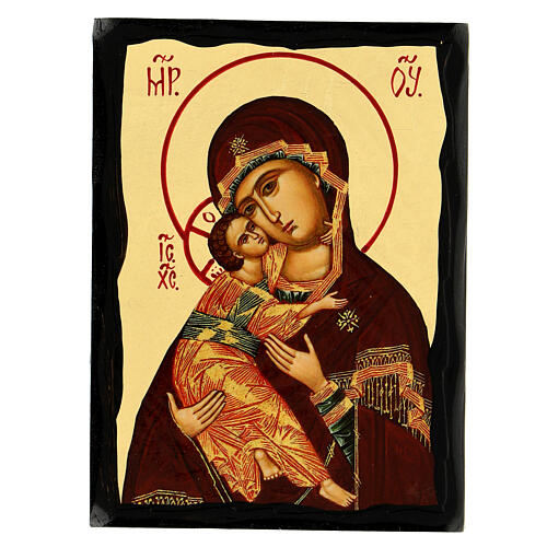 Russian-style icon "Black and Gold" of the Virgin of Vladimir, 5x7 in 1