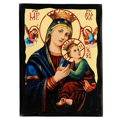 Ancient Russian icon Perpetual Help Black and Gold style 14x18 cm 1