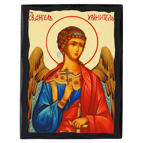 Guardian Angel Icon Black and Gold style 14x18 cm 1