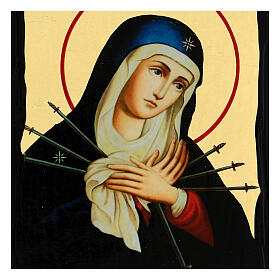 Russian Icon Seven Sorrows Black and Gold style 14x18 cm