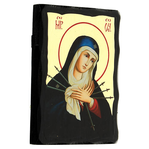 Russian Icon Seven Sorrows Black and Gold style 14x18 cm 3