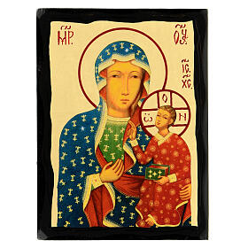 Ikone, Gottesmutter von Tschenstochau, russischer Stil, Serie "Black and Gold", 18x14 cm