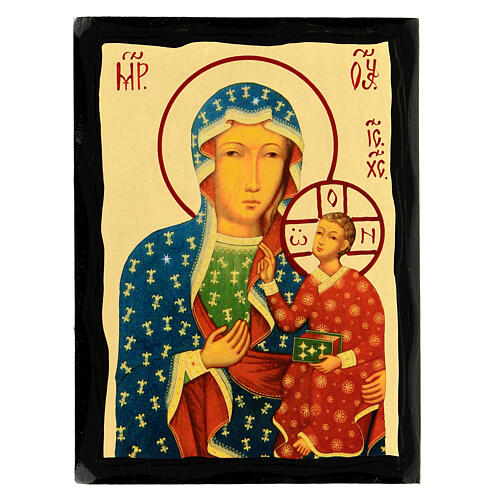Ikone, Gottesmutter von Tschenstochau, russischer Stil, Serie "Black and Gold", 18x14 cm 1