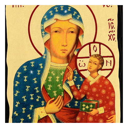 Russian icon Our Lady of Czestochowa Black and Gold style 14x18 cm 2