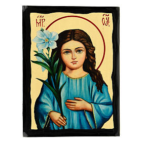 Icono ruso Virgen de 3 años estilo Black and Gold 14x18 cm