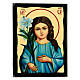 Russian Virgin with lily icon Black and Gold style 14x18 cm s1