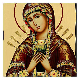 Russian icon, Black and Gold collection, 5x7 in, Our Lady of Sorrows