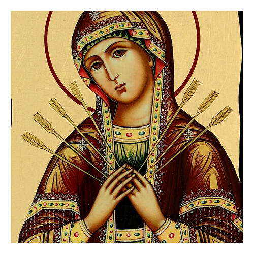 Russian icon, Black and Gold collection, 5x7 in, Our Lady of Sorrows 2