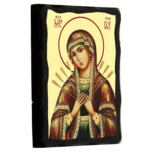 Russian icon, Black and Gold collection, 5x7 in, Our Lady of Sorrows 3